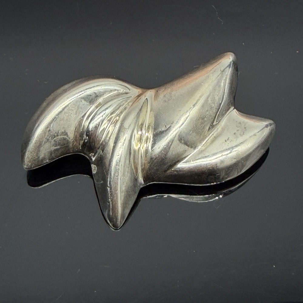 VINTAGE Mexico 925 Sterling Silver Freeform Abstract Modernist PUFFY Brooch Pin